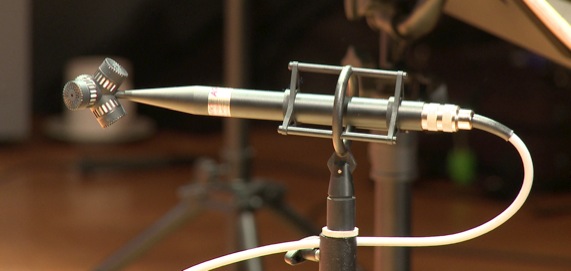 AGM MR1 tetrahedral microphone array mounted for recording